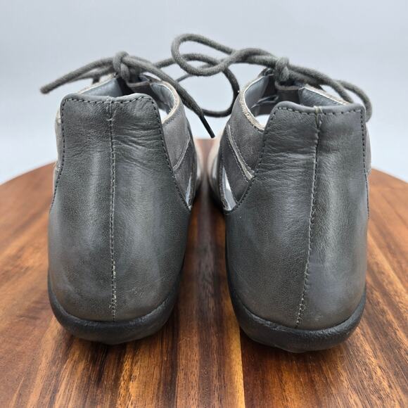 Naot Shoes Womens 7 38 Gray Leather Suede Crackle Kata Comfort Lace Up Flats - Picture 4 of 7